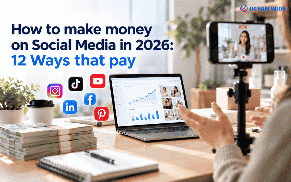 Creator and small business owner using phones to earn money on social media
