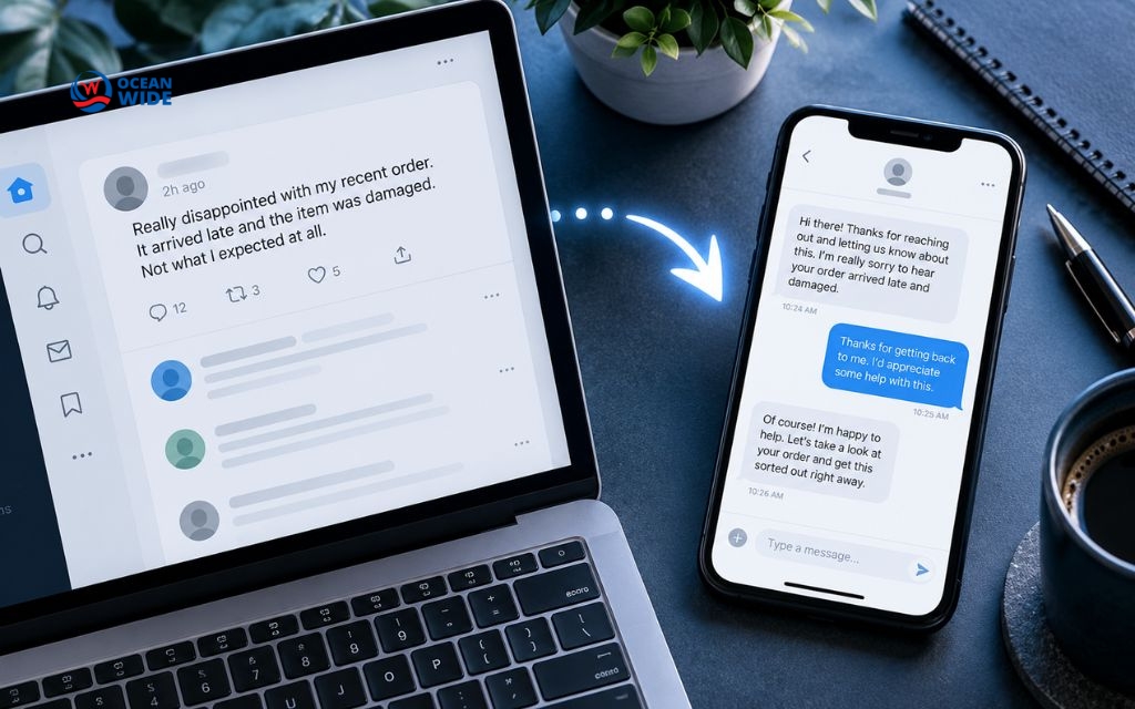Private channels work best for personal details, complex issues, and resolutions